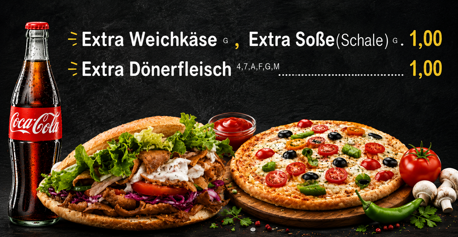 Döner, Pizza und Cola